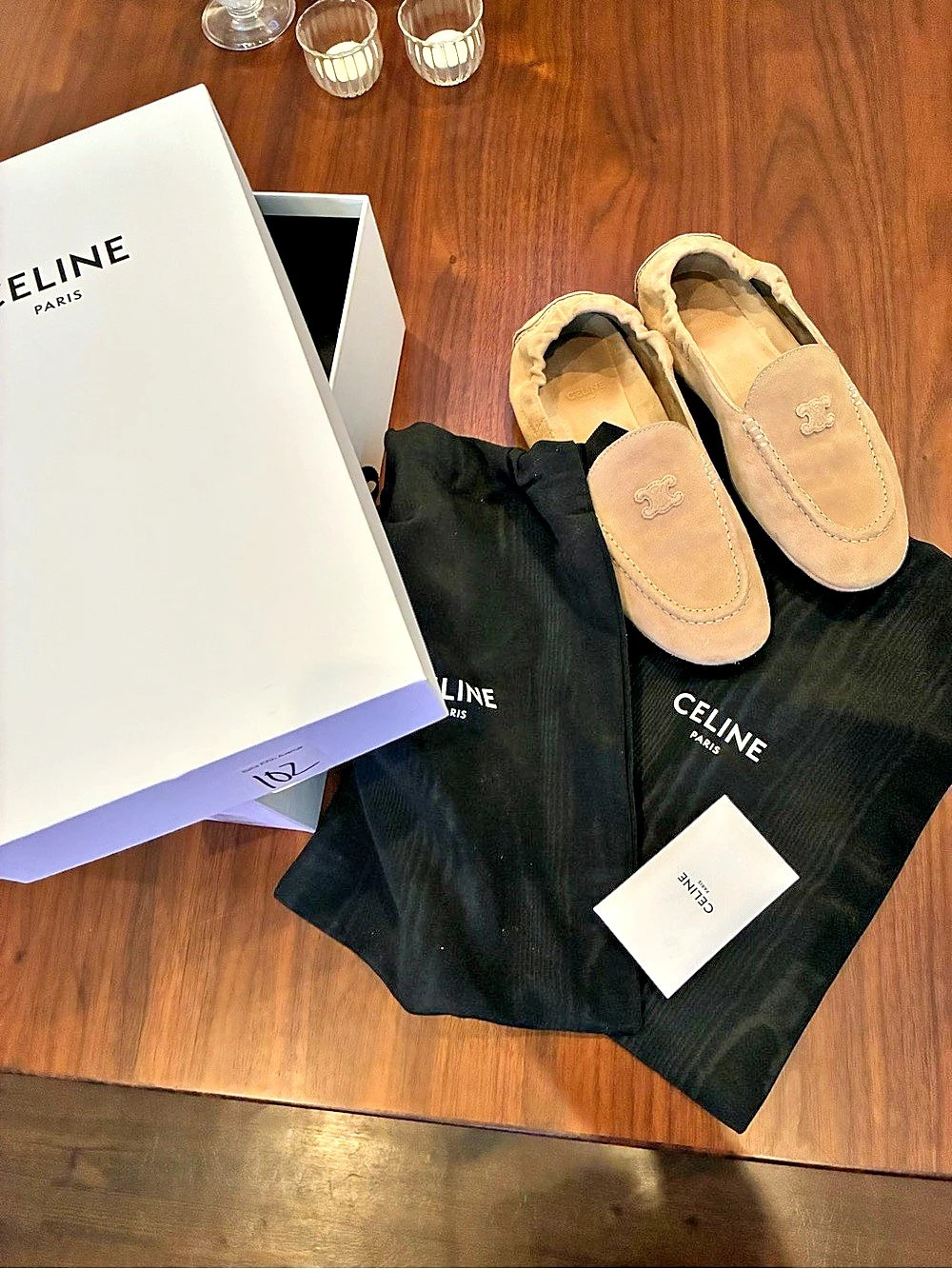 Celine Adam Loafer in Suede Calfskin Beige EU 40